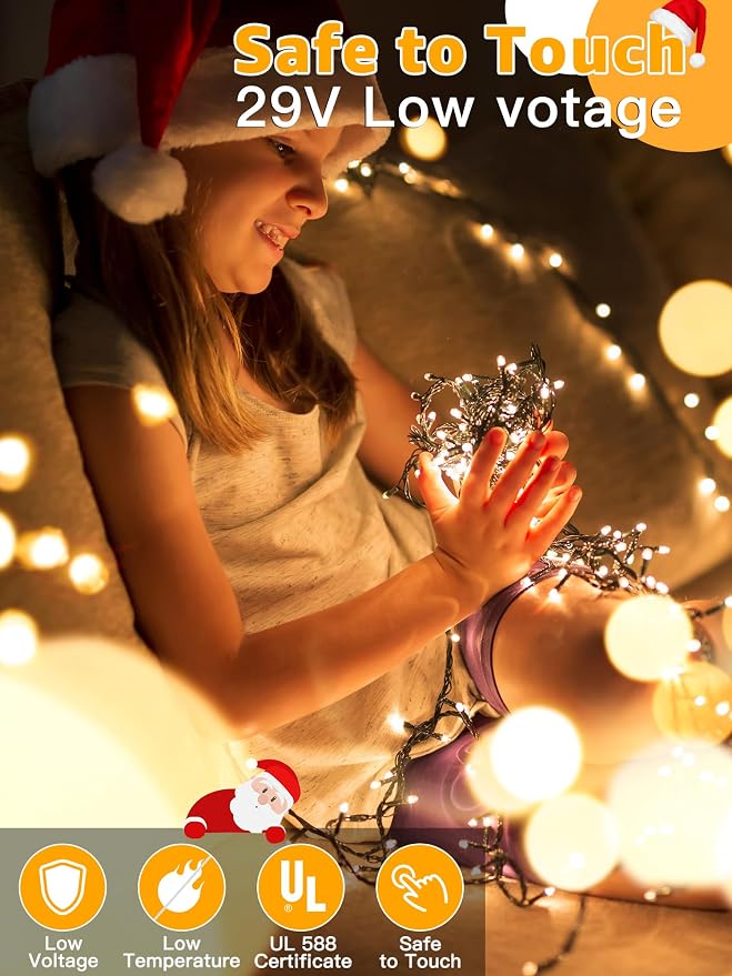 BrightChristmas 1000 LED 328 FT Christmas Lights, Waterproof Outdoor String With Remote and Timer, 8 Modes Dimmable, Fairy Lights for Holiday Decor (Warm White)