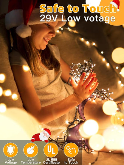BrightChristmas 1000 LED 328 FT Christmas Lights, Waterproof Outdoor String With Remote and Timer, 8 Modes Dimmable, Fairy Lights for Holiday Decor (Warm White)