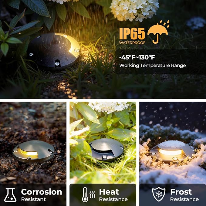 Gardencoin Brass Well Lights Outdoor 12V LED Low Voltage Landscape In Ground Light Waterproof Up Lighting Fixture, Bronze Accent Lighting Fixture Without MR16 Bulb, 12 Pack