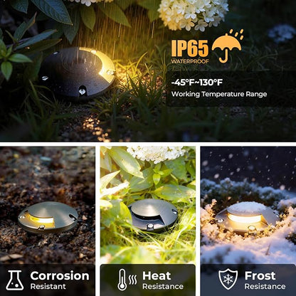Gardencoin Brass Well Lights Outdoor 12V LED Low Voltage Landscape In Ground Light Waterproof Up Lighting Fixture, Bronze Accent Lighting Fixture Without MR16 Bulb, 12 Pack