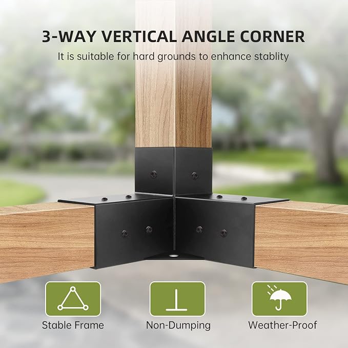 Pergola Kit, Pergola Brackets 3-Way Brackets and 4-Way Brackets Post Base Kit for Woodworks DIY, Wooden Beams for Gazebos, Patio Pergolas, Log Cabin Outdoor Pergola Hardware for 4x4 Lumber