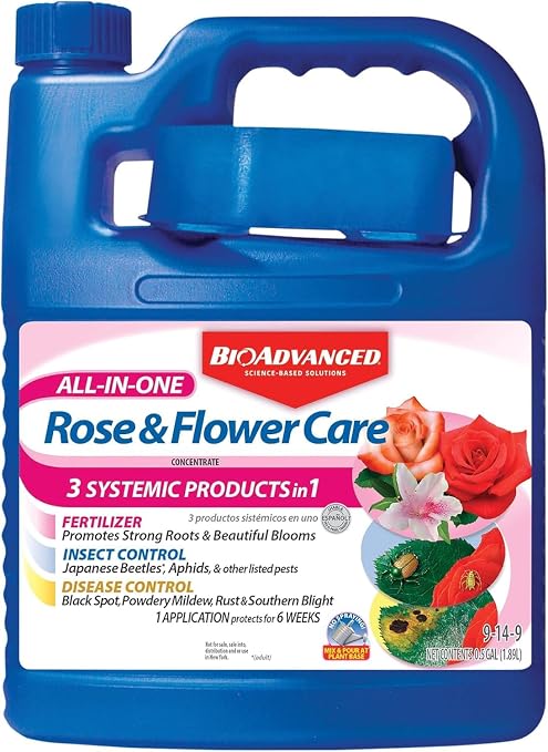 BioAdvanced All-In-One Rose and Flower Care Concentrate - Plant Food - Prevents Pests and Diseases - Up to 6 Weeks Protection - 64 oz Bottle