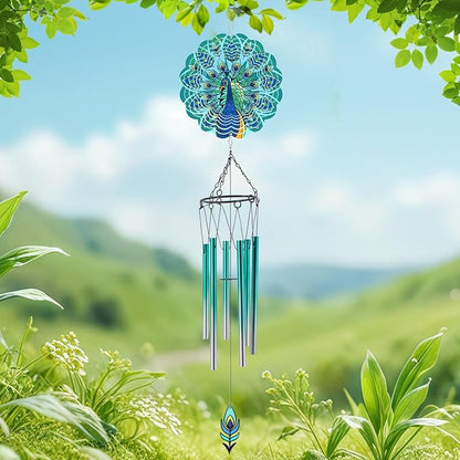 Wind Chimes with Peacock Wind Spinner, Gifts for Men, Women, Retirement, Teacher, Parents - Outdoor Hanging Decor Clearance for Garden, Patio, Backyard Or Porch