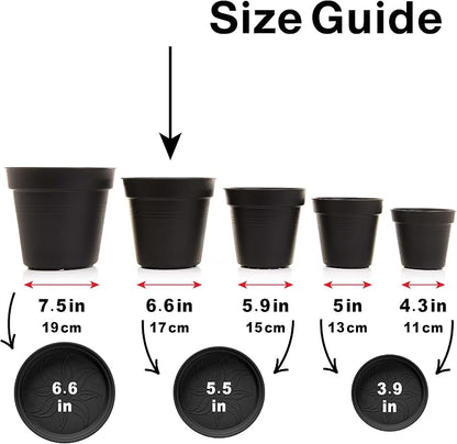 Mintra Garden Pots, 4 Pack Bulk Plastic Plant Pots with Drainage Tray, Round Indoor & Outdoor Decorative Planters with Drain Holes for Flowers, Herbs & Plants, 17cm Diameter – Orange, 6.6 in