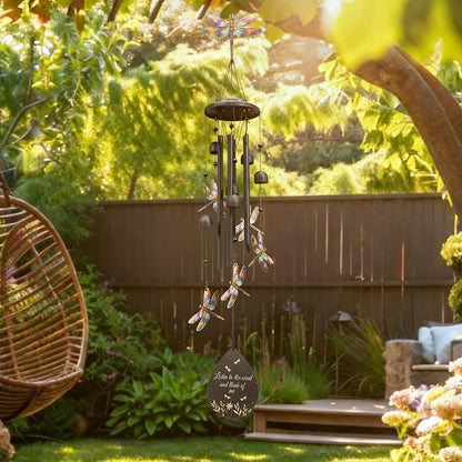 Dragonfly Wind Chimes Outdoor Durable Metal Windchimes Garden Patio Decor | Dragonfly Gifts for Women/Men, Garden/Yard Decor, Memorial/Birthday Gifts for Grandma/Mom, Chimes for Outside