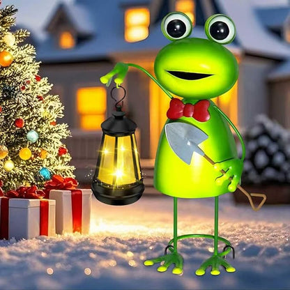 Solar Garden Lights Frog Statue with Solar Lantern Lights,13.78in Tall Frog Decor Fairy Accessories,Birthday Gifts for Women Mom Grandma,Big Metal Decorative Stakes for Home decor,Patio,Porch,Yard Art