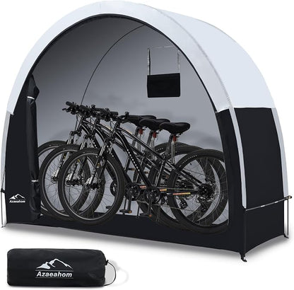 Bike Storage Shed Tent with Rain Fly, Enhanced Waterproof & Sun Protection Outdoor Storage for Bicycle, Motorcycle, Easy Setup Portable Shelter for Garden Tools, Lawn Mower (Large)