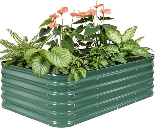 5×3×1.4FT Modular Raised Garden Bed Outdoor, Galvanized Raised Garden Bed Kit, Large Metal Planter Raised Beds, 4 In1 Raised Planter Box Outdoor,Raised Beds for Gardening for Vegetables Flowers Herbs