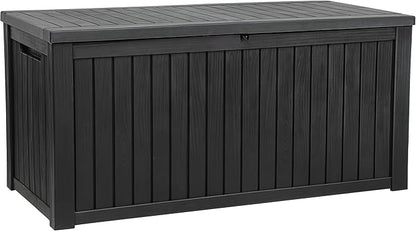 YITAHOME 220 Gallon XL Deck Box Large Outdoor Storage w/Divider for Patio | Outdoor Cushions, Garden Tools, Sports Equipment and Pool Supplies, Waterproof, Resin, Lockable, Black