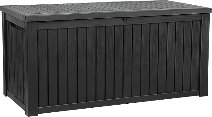 YITAHOME 220 Gallon Large Outdoor Storage XL Deck Box w/Divider for Patio | Outdoor Cushions, Garden Tools, Sports Equipment and Pool Supplies, Waterproof, Resin, Lockable, Black