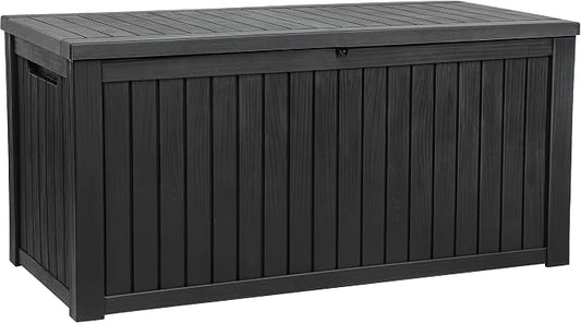 YITAHOME 220 Gallon Large Outdoor Storage XL Deck Box w/Divider for Patio | Outdoor Cushions, Garden Tools, Sports Equipment and Pool Supplies, Waterproof, Resin, Lockable, Black