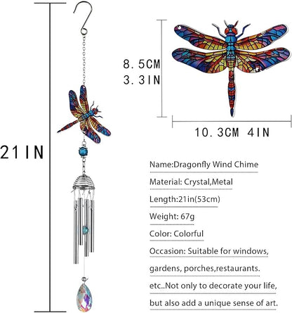 21'' Small Wind Chimes for Outside Dragonfly Windchimes Home Garden Decor | Unique Windchimes Outdoors Patio Dragonfly Gifts for Women Mom Grandma Sisters,Birthday Christmas Thanksgiving