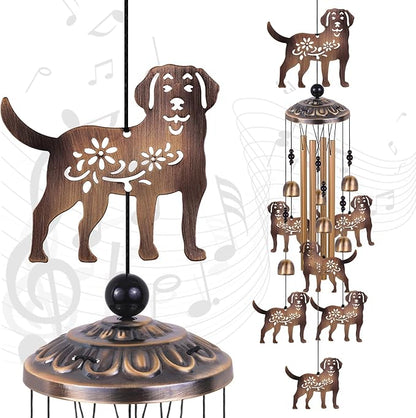 Bronze Dogs Wind Chimes for Outside/Indoor/Home/Balcony/Lawn/Tree/Yard/Garden Decoration, Retro Wind Catcher, Hang Dog Decor, Blessing Wind Bells, Memorial WindChimes Gifts for Mom, Grandma, Woman