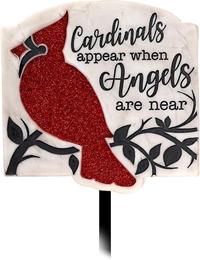 Spoontiques Garden Stake - Glitter Cardinal - 24" High Durable Weather Resistant Resin Yard Sign for Lawn and Home Decor