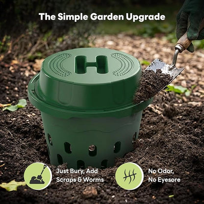 3Pcs 8L Inground Worm Farm Garden Compost Bin for Kitchen Scraps | Worm Bin 9.5X9.5X10.8in, Worm Compost Bin With Lid & Holes, Worm Composter Outdoor For Beginners, Worm Tower For Home, Green