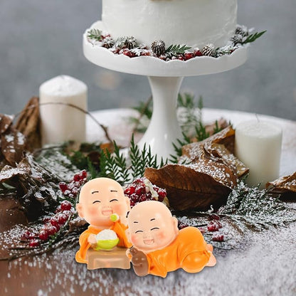 Unomor Mini Zen Monk Figurines Set of 7 1.37In Resin Little Buddha Statues Decorative Monk Statue for Home Desk Garden Compact Buddhist Sculpture Gift