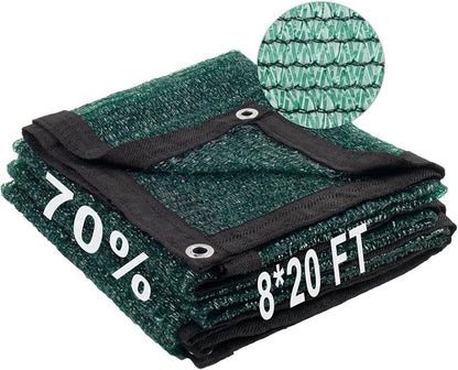 LOVE STORY 8x20FT 70% Dark Green Shade Cloth Sun Shade Net with Grommets Sunblock Net Mesh Tarp for Garden,Plants Cover,Greenhouse and Patio