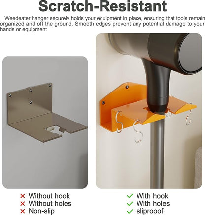 Heavy-Duty Metal Weedeater Rack & Garden Tool Hanger Set, Easy to Install & Durable, Weed Eater Hanger for Wall and Garden Tools, Space-Saving Storage for Garage, Shed