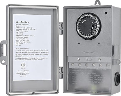 DEWENWILS Pool Pump Timer, Mechanical Timer Box Outdoor, Heavy Duty 2HP 40A 120-277 VAC, 24-Hour Programmable ON/Off Timeable Switch for Water Heater, Pool Pump, ETL Listed | 24-Hour Programmable ON/Off Timeable Switch, Heavy Duty, Works for Water Heat...