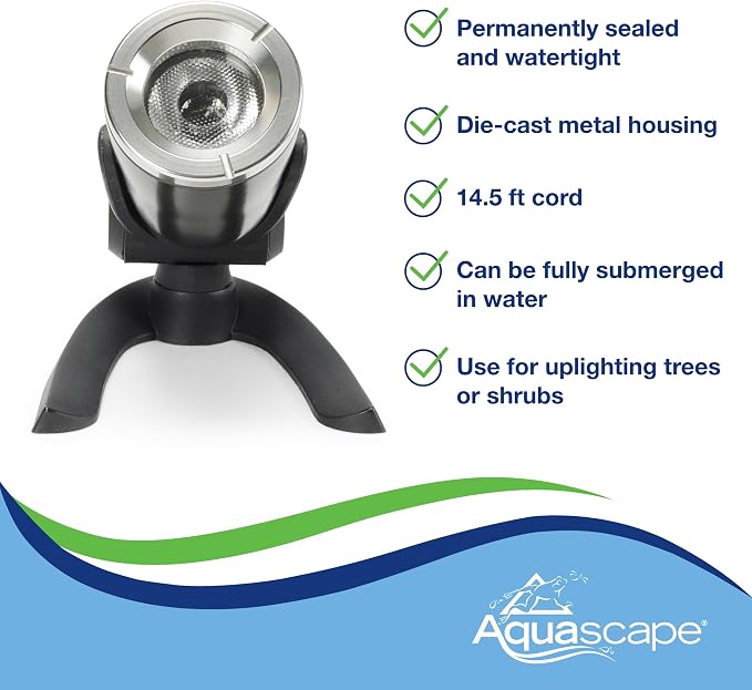 Aquascape Submersible LED Spotlight for Pond, Garden, and Landscape Features, 1 Watt | 84031, Brown