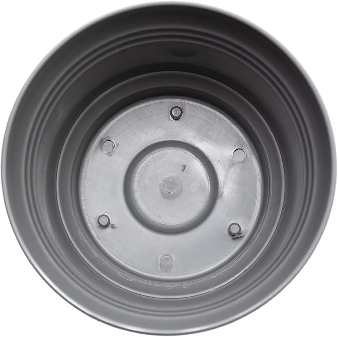 Bloem Saturn Round Planter with Saucer Tray: 12" - Charcoal - Durable Plastic Pot, Matte Finish, Removable Saucer, for Indoor & Outdoor Use, Gardening, 3 Gallon Capacity | Medium-sized pot with built-in drainage holes and detachable saucer tray to prot...