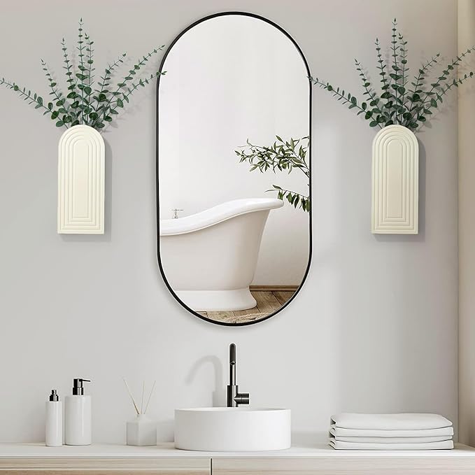 Wooden Wall Art Decor: Wall Vases for Indoor Artificial Plants & Flowers, Wood Wall Hanging Planters for Home Decor - Bathroom, Living Room, Bedroom, Patio (White)