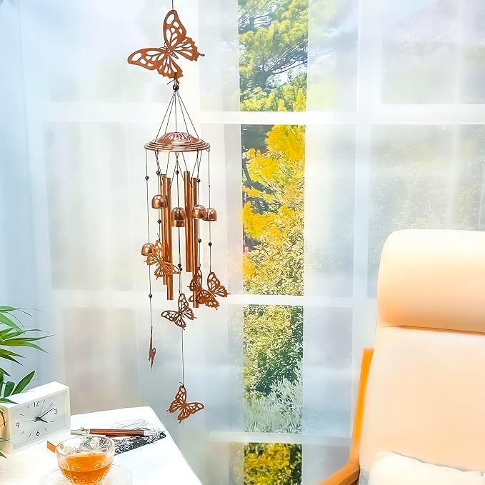 Butterfly Wind Chimes Outdoor Butterfly Gifts for Women/Men/Mom/Grandma/Wife Birthday Gifts Memorial Gift Metal WindChimes for Outside/Indoors, Home, Lawn, Porch, Patio, Garden Decor, Yard Decorations