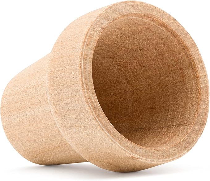 Woodpeckers Small Wooden Flower Pot 1-1/6 x 1-inch, Pack of 12 1 inch Mini Pots, 1 Flower Pots to Paint & Plant