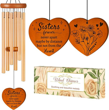 Sister Gifts Large Wind Chime 36", Sisters Forever Gift for Women | Sister in Law Gifts for Birthday, Christmas, Mothers Day, Wedding, Graduation, Ready-to-Gift Box Packaging, Garden Decor