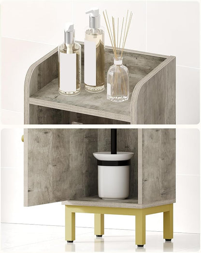 Hzuaneri Bathroom Storage Cabinet, Small Corner Floor Cabinet with Door and Shelves, Narrow Toilet Paper Holder, Bathroom Organizer with Adjustable Shelf, for Small Spaces, Rustic Greige BC38205GV1