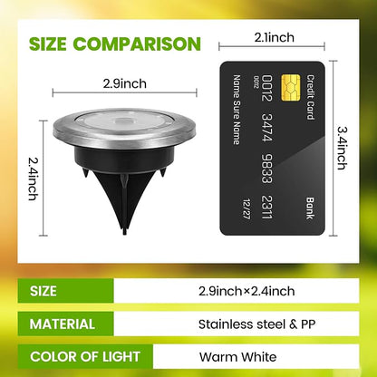 PATIOWIN Mini Solar Ground Lights, 16 Pack Solar Powered Pathway Lights, Waterproof Outdoor Light for Garden, Driveway, Walkway, Backyard, Patio (Warm White)
