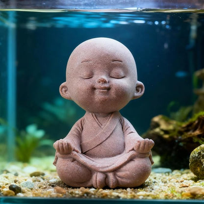 Sitting Buddha Meditation Zen Figurines Decor Small Monk Statue for Fish Tank Aquarium Garden Decoration (Pink)