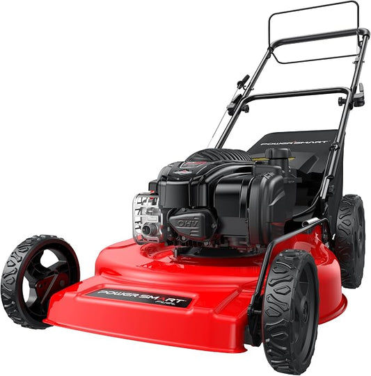 PowerSmart 22” Gas Lawn Mower, 150cc B&S Engine, Self-Propelled, 3-in-1 Mulching System, 6 Cutting Heights, Rear-Wheel Drive, Durable Steel Deck for Yard