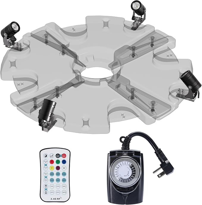 FSL01 120V AC LED RGB Color-Changing LED Fountain Light Sets, 4 Light Sets,with 100” Cord for HQUA-FS01 HQUA-FS02 Large Pond Floating Fountain