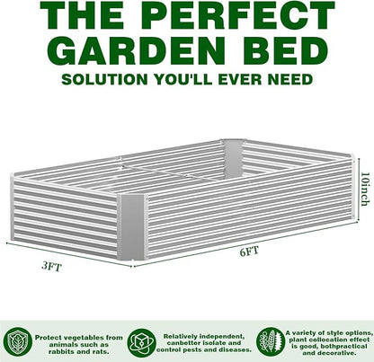 4 Pcs 6 x 3 FT Galvanized Steel Raised Garden Bed, Large Metal Planter Box with Rustproof Finish, Easy Assembly Outdoor Garden Box for Vegetables & Herbs