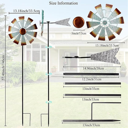 Viveta Metal Wind Spinners, Garden Wind Sculptures & Spinners | Kinetic Wind Spinner for Outdoor Patio Yard Decor