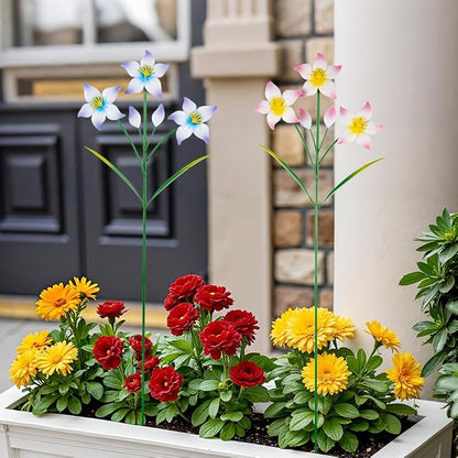 Set of 2 Spring Garden Decor,Metal Flowers Decorative Garden Stakes,Waterproof Garden Decor for Outside,Lawn,Patio,Yard
