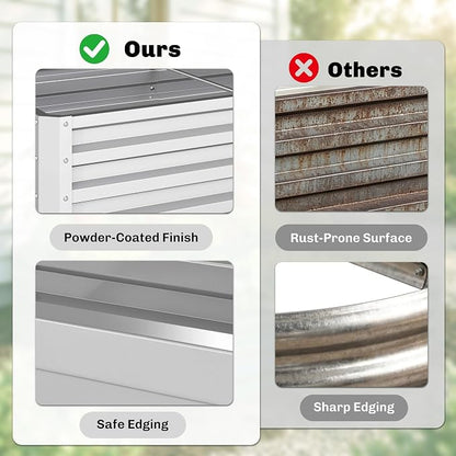 Outsunny Galvanized Raised Garden Bed, 4' x 2' x 1' Metal Planter Box, for Growing Vegetables, Flowers, Herbs, Succulents, Silver