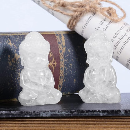 Rockcloud Pocket Stone Baby Buddha Crystal Statue for Home Decoration Zen Garden Spiritual Feng Shui Figurine, Rock Quartz