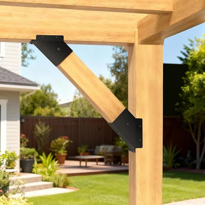 4 Pcs 45° 4"x 4"Angle Support Brackets(Actual 3.6''x 3.6'') | Angle Support Bracket|Heavy Duty Metal Corner Braces for Pergola|Deck|Railing and Wood Beam Support