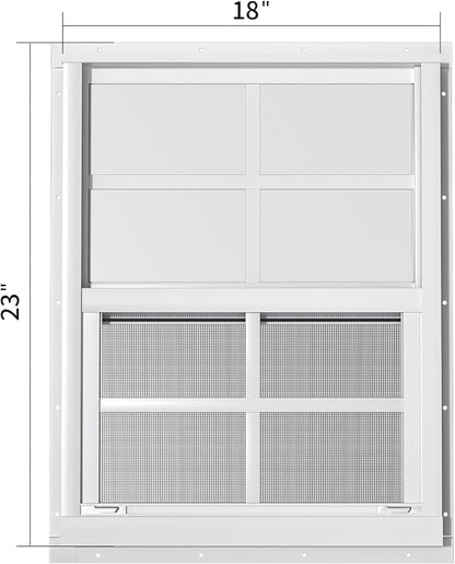 2 Pack Shed Windows 18" W x 23" H Flush Mount, White Household Windows for Playhouses, Barns, Chicken Coop