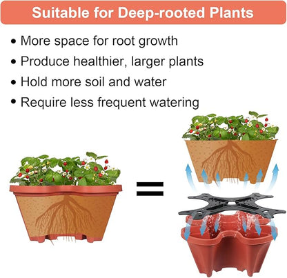 GameXcel Vertical Planter Tower - 6 Tier Stackable Garden Planters with Wheels and Tools Plant Pots for Strawberry Herb Flower and Vegetable Indoor Outdoor Use Red