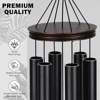 Vanquer Large Wind Chimes for Outside Deep Tone - 46'' Wind Chimes Outdoor Clearance, Windchimes Outdoors, Memorial Wind Chimes, Sympathy Gift, Patio, Home Décor, Vintage Black (46" Hummingbird - A)