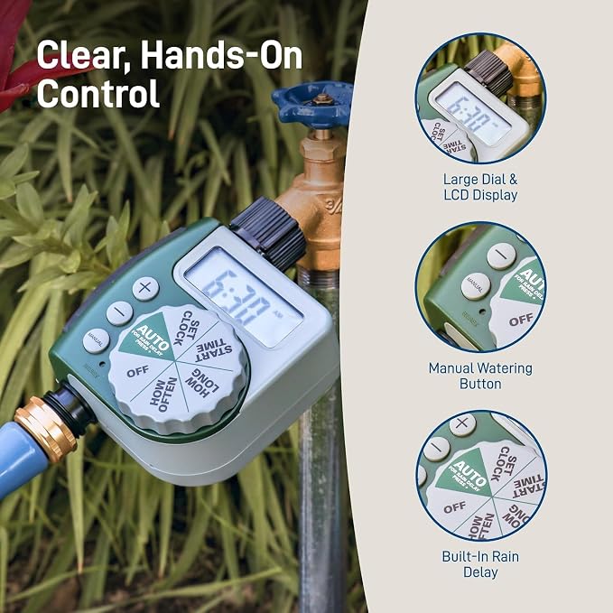 Orbit Programmable Digital Hose Watering Timer - 1 Outlet - Battery Powered - with LCD Screen - Built-in Rain Delay - Water-Resistant - 62061 (5-Pack 1 Outlet)