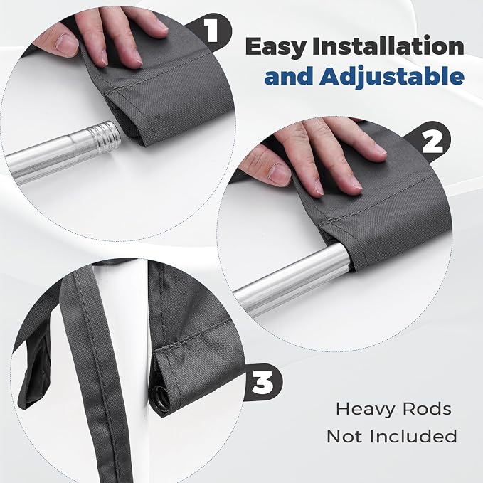 17' x 6.8' Waterproof Pergola Canopy Replacement Cover, Dark Gray | Waterproof polyester canopy with built-in drainage holes and adjustable tie straps for a secure fit in rain and wind.