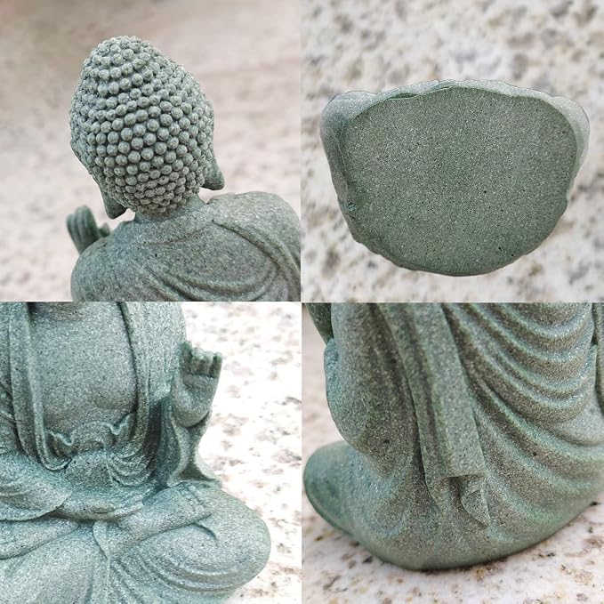 livelyfish Meditating Buddha Statue Natural Sandstone Buda Sculptures for Fish Tank Aquarium Decorations Home Zen Garden Bonsai Ornament Decor, Gifts (Fearless-Small)