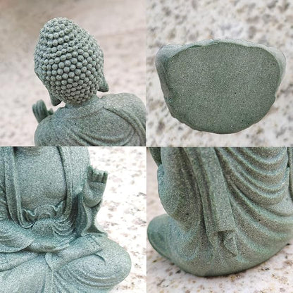 livelyfish Meditating Buddha Statue Natural Sandstone Buda Sculptures for Fish Tank Aquarium Decorations Home Zen Garden Bonsai Ornament Decor, Gifts (Fearless-Small)