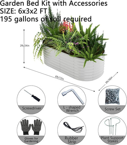 ZFHgarden Galvanized Metal Planter Round Raised Garden Bed Kit for Gardening Outdoor Galvanized Planter Outdoor 1PC Gray 6X3X2FT