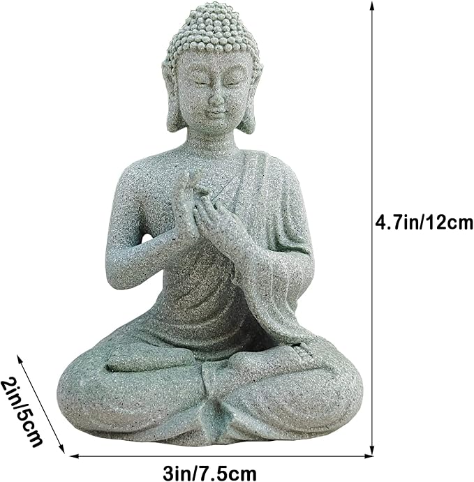 livelyfish Aquarium Buddha Statue Japanese Buddah Figurine Fish Tank Buda Sandstone Sculpture Zen Ornaments Underwater Landscape Decoration,Gift
