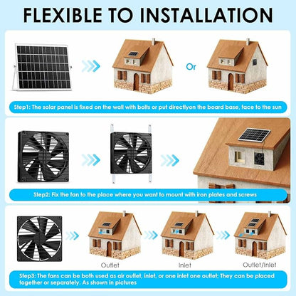 7 Inch Large Airflow Solar Fan with Battery Backup, 12800mAh Batteries IPX7 Waterproof 16.5 Ft On/Off Switch Cable Solar Powered Exhaust Vent Fan for Outside Greenhouse Chicken Coop Shed Trailer